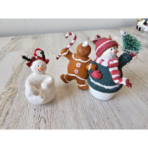 Sandi gore evans snowman gingerbread ornament tree Xmas gingerbread set - Picture 1 of 10
